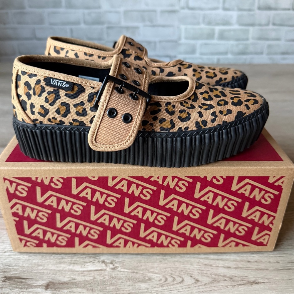 Vans Mary Jane Creeper Leopard Print Platform Shoes NEW Women Sz 5.5 Grunge Core - Picture 4 of 16